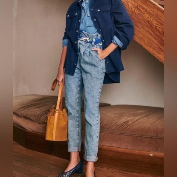 Sezane Austin Trousers Bleached Blue size 34 - Picture 2 of 12